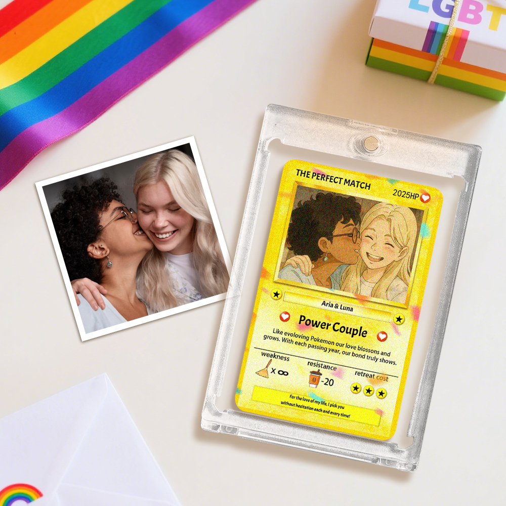 Custom Couple Trading Card Personalized Photo Art Boyfriend Gift Anniversary Wallet Keepsake - 