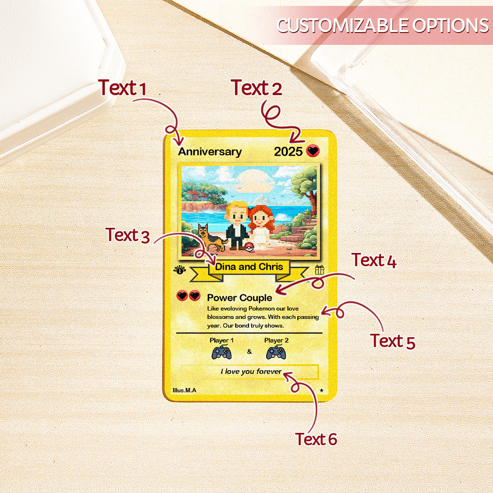 Custom Anniversary  Card, Custom AnimeCard, Custom Trading Card,  Proposal Card, Anniversary, Wedding Card, TCG, Custom Trading card - 