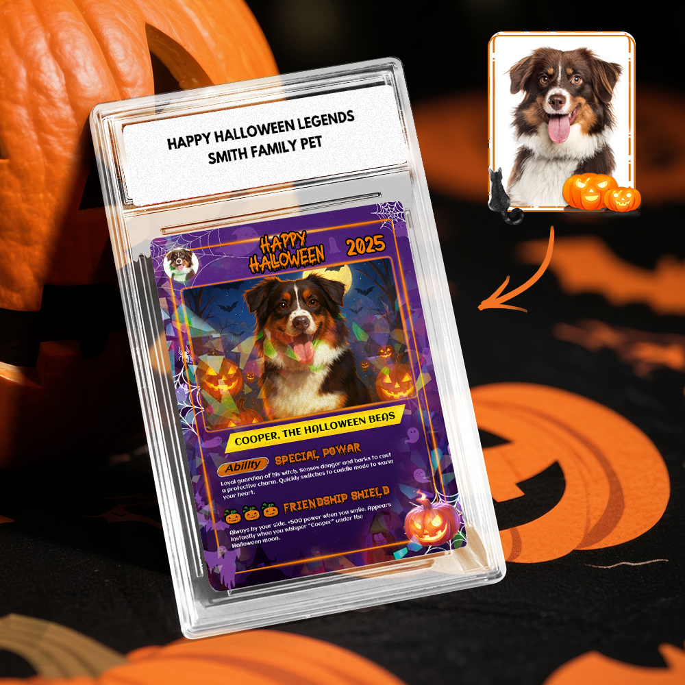 Custom Halloween Game Card Personalized Cartoon Trading Card with Photo & Name, Unique Holiday Gift for Lover - 