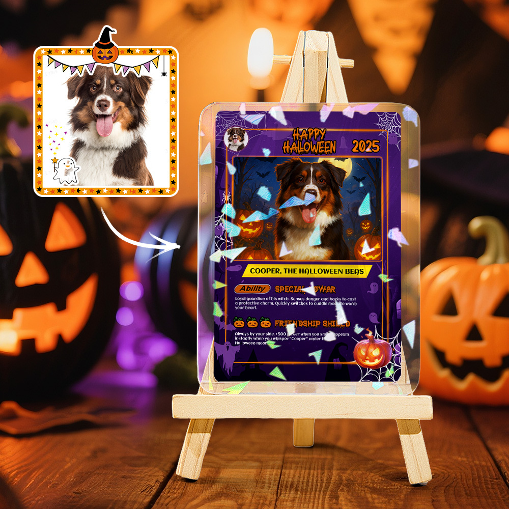 Custom Halloween Game Card Personalized Cartoon Trading Card with Photo & Name, Unique Holiday Gift for Lover - 