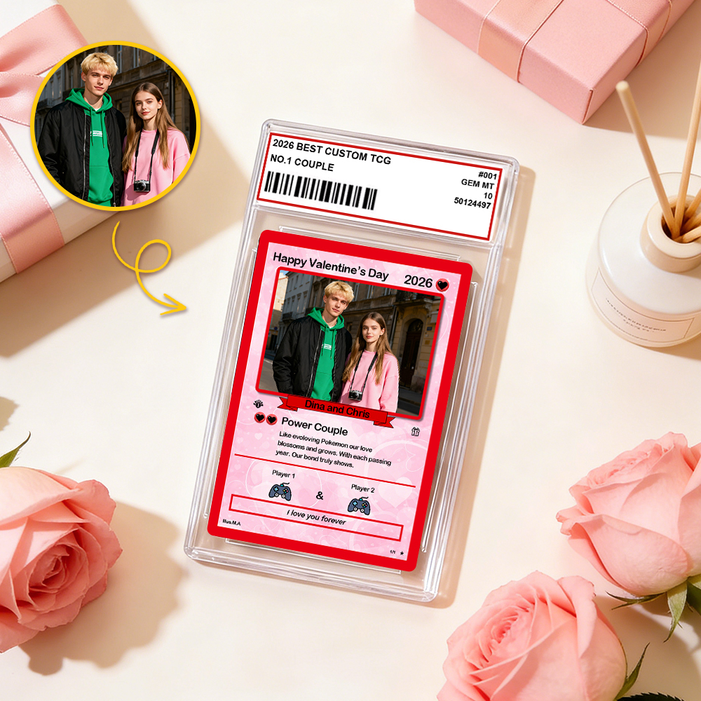 Personalized Valentine’s Day Power Couple Card, Custom Anniversary Card Couple Photo Anime Style, Best Valentine's Day Gift for Lover - 