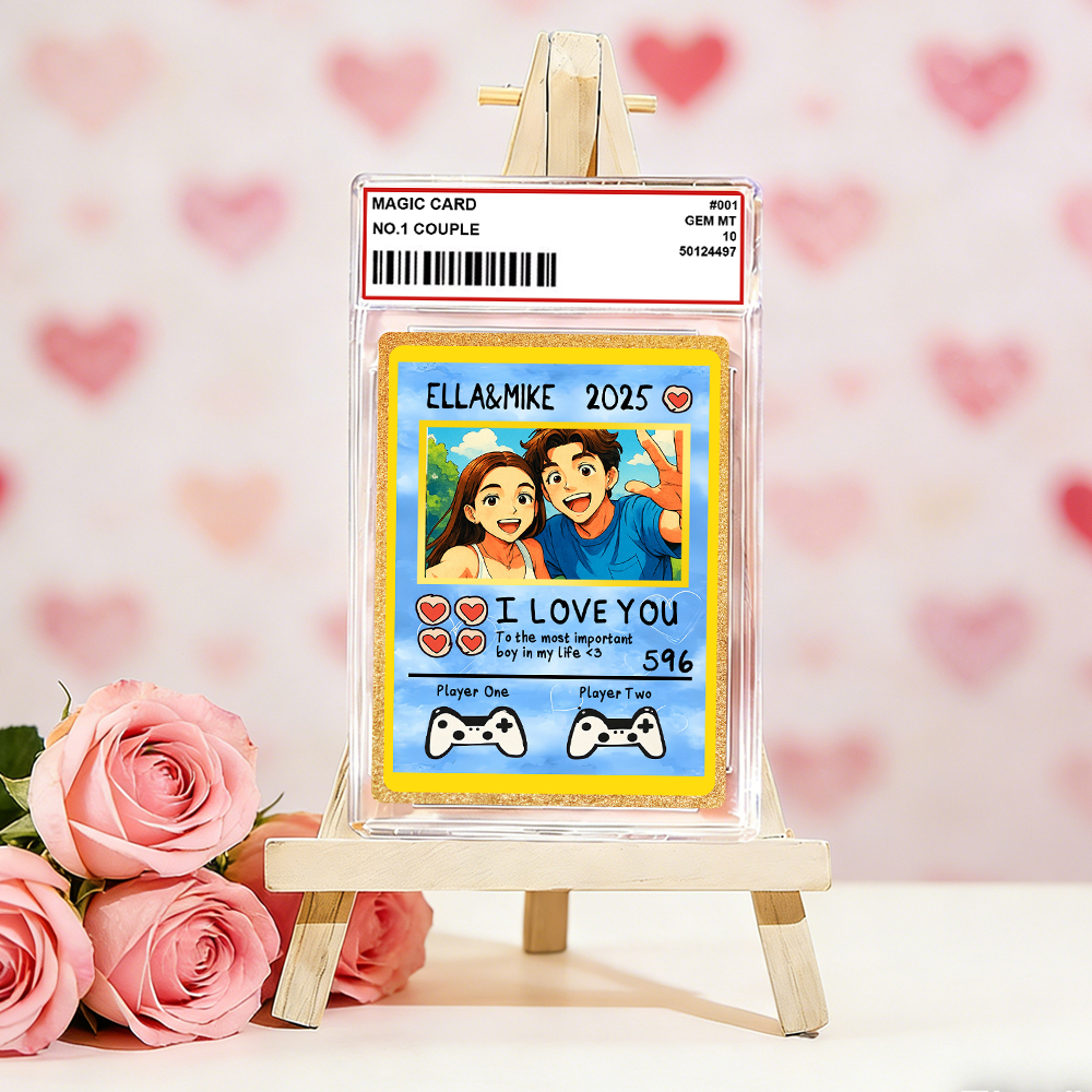 Personalized Valentine’s Day Power Couple Card, Custom Anniversary Card Couple Photo Anime Style, Best Valentine's Day Gift for Lover - 