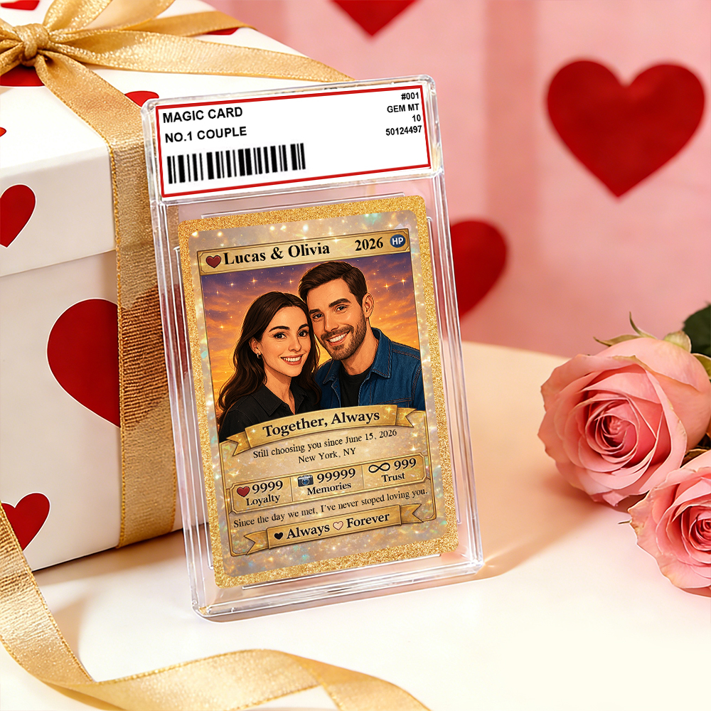 Personalized Valentine’s Day Power Couple Card, Custom Anniversary Card Couple Photo Anime Style, Best Valentine's Day Gift for Lover - 