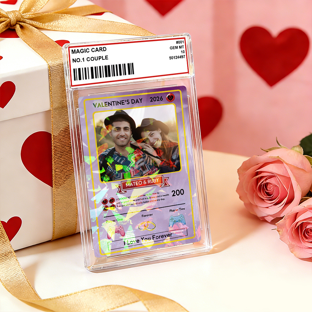 Personalized Valentine’s Day Power Couple Card, Custom Anniversary Card Couple Photo Anime Style, Best Valentine's Day Gift for Lover - 
