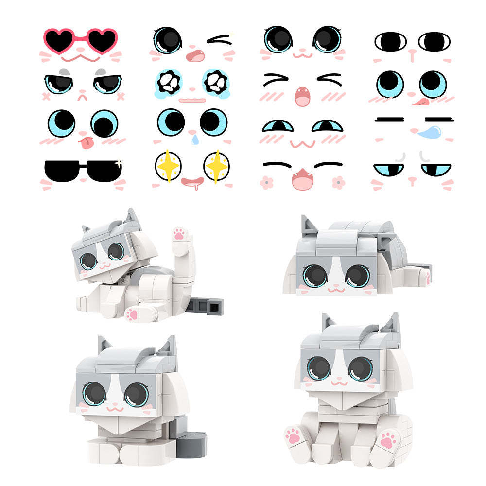 Full Body Customizable Cute Brick Figures Persaonalized Cute Brick Figures with Cat Small Particle Block Toy - minebrickuk