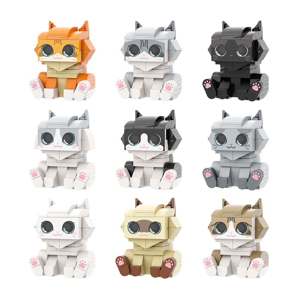 Full Body Customizable Cute Brick Figures Persaonalized Cute Brick Figures with Cat Small Particle Block Toy - minebrickuk