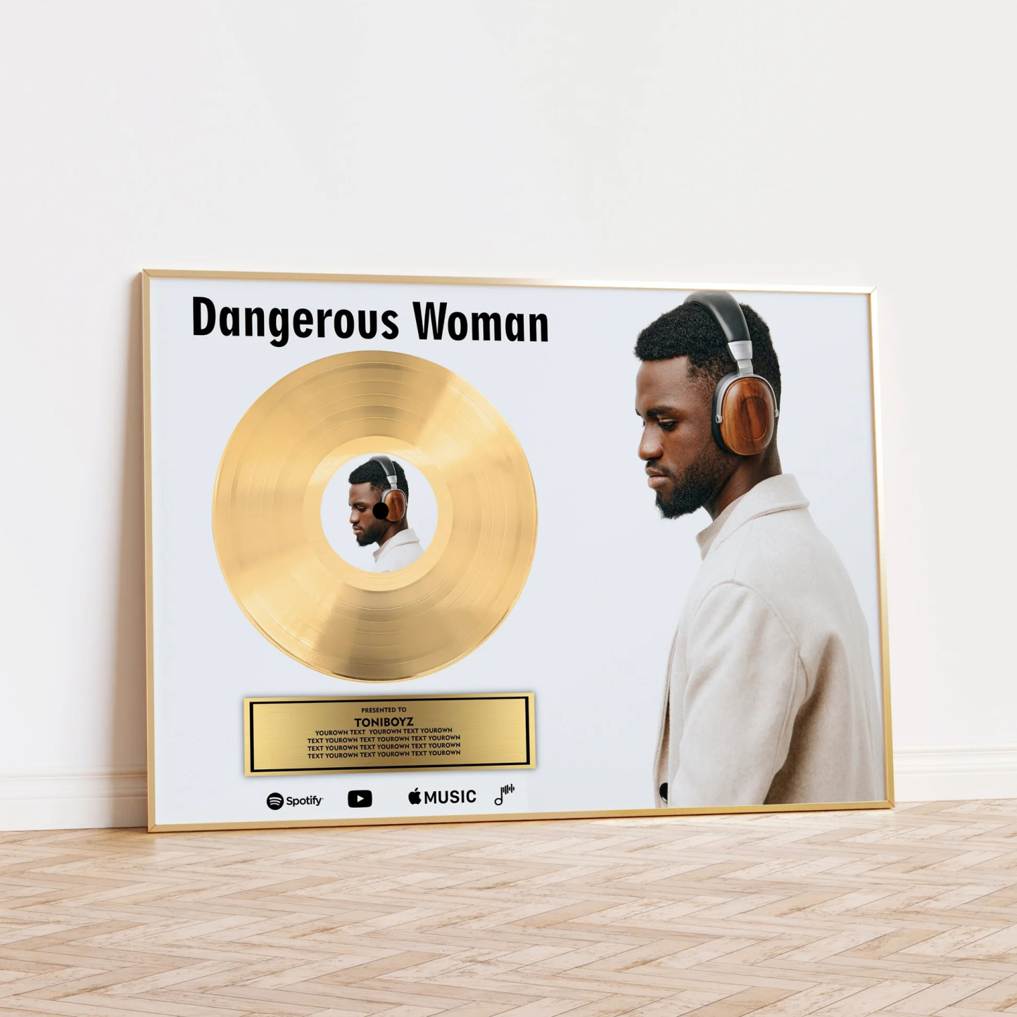 Custom Engraved Plaque for Singer Personalized Golden Record Anniversary Gift for Couples - 