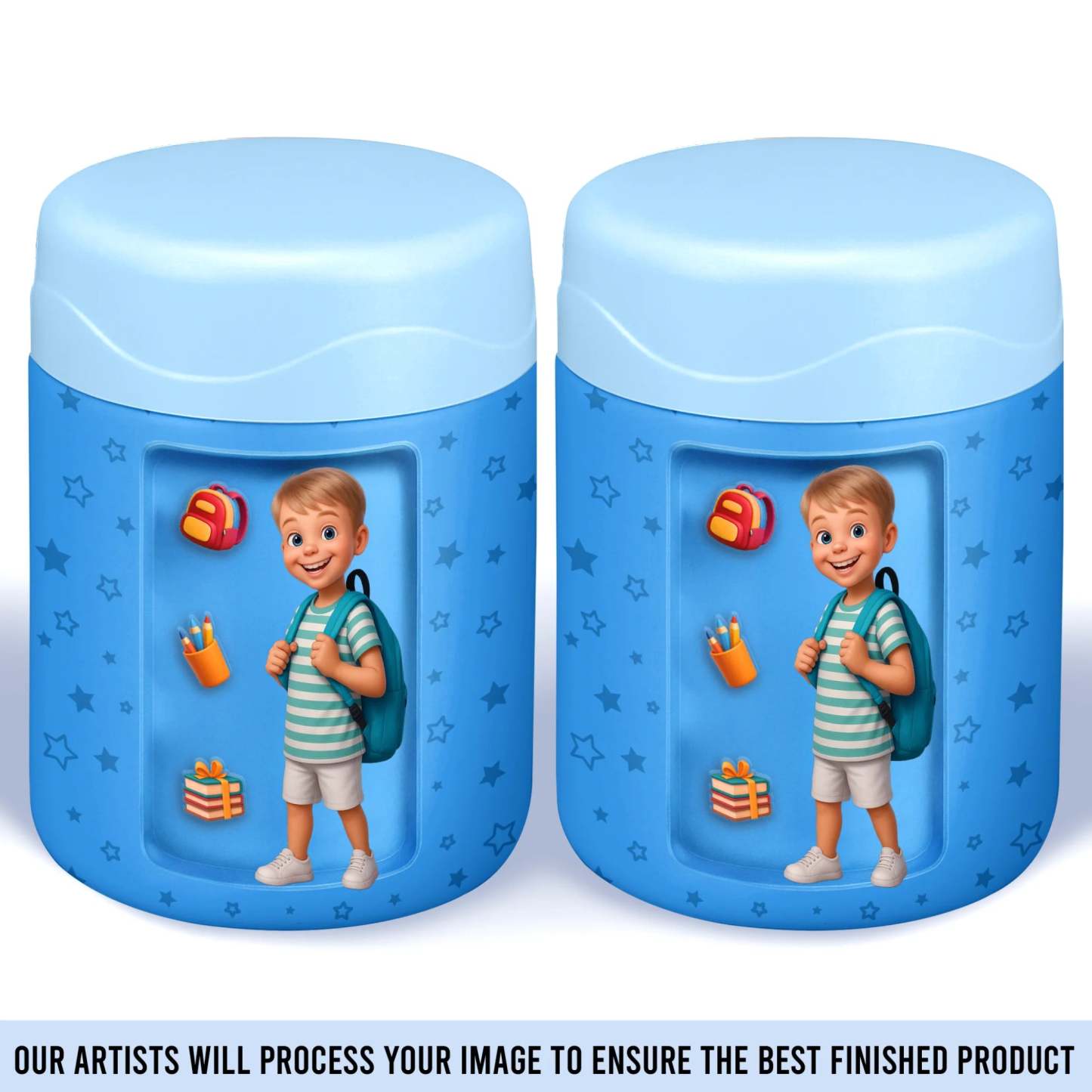 Custom Photo 3D Inflated Effect Printed Kids Water Bottle - Personalized Back To School Gifts For Kids - 