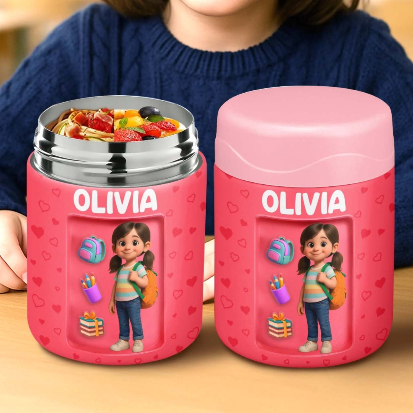 Custom Photo 3D Inflated Effect Printed Kids Water Bottle - Personalized Back To School Gifts For Kids - 