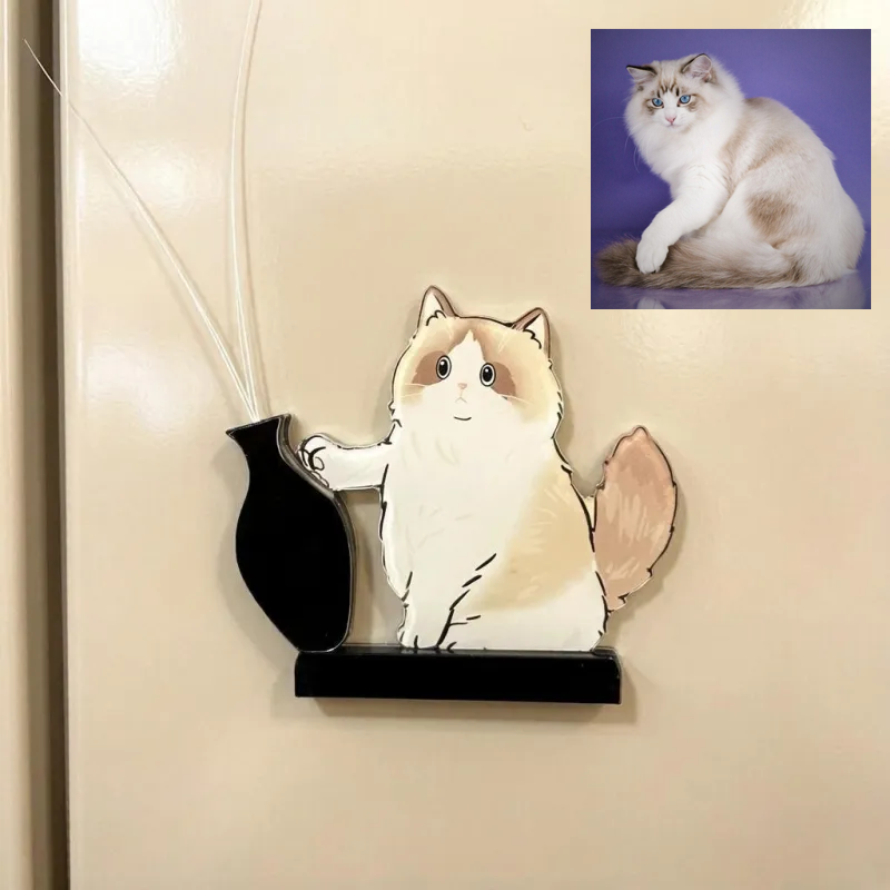 Handmade Cat Whisker Collector – Acrylic Magnetic Fridge Holder | Mini Keepsake, Pet Memorial Keepsake, Gift for Cat Lovers - 