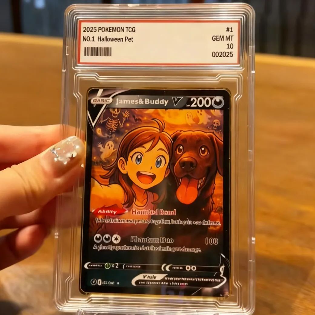 Custom Halloween Trading Card Turn Your Pet into a Spooky Poke Card Personalized Pet Halloween Gift - 