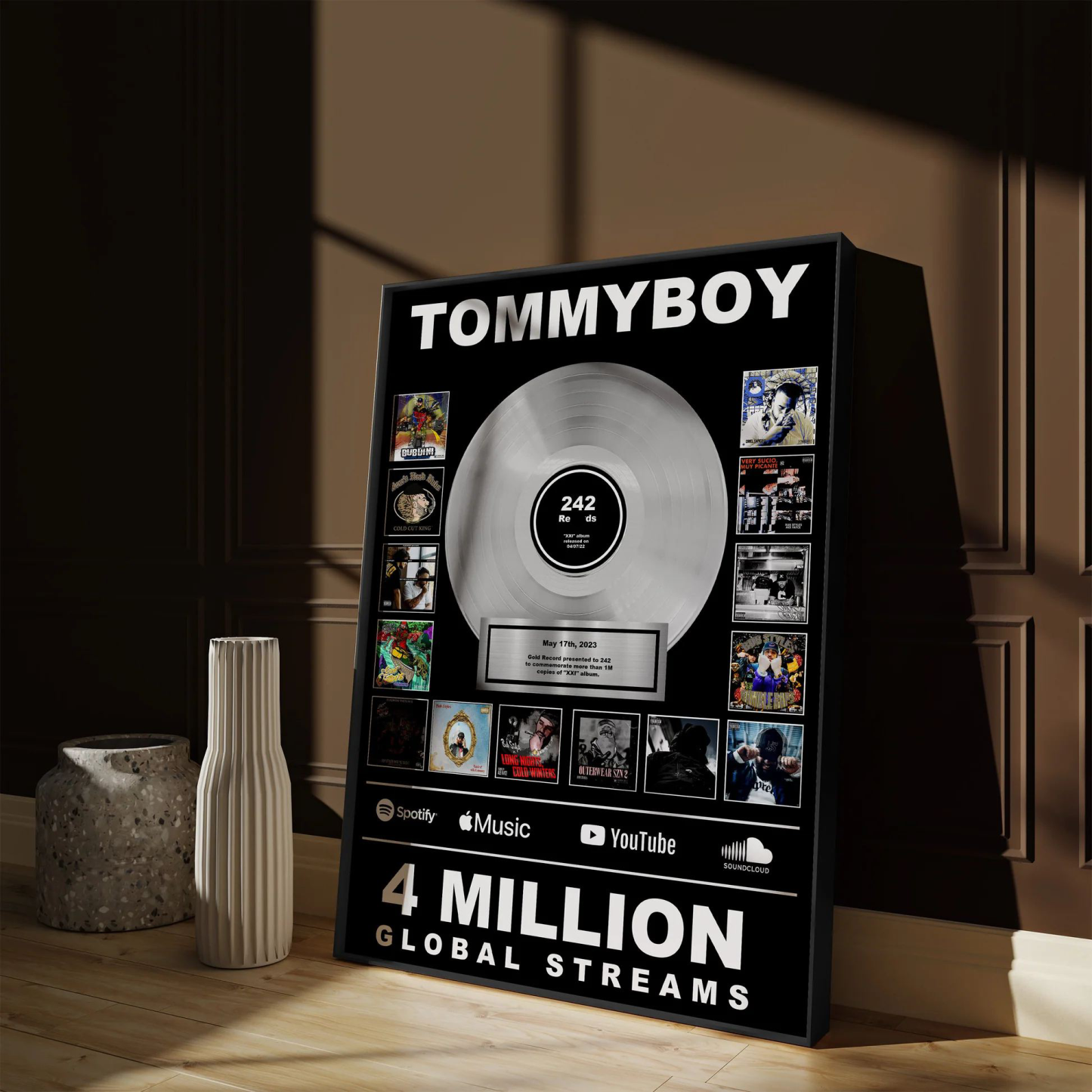 Custom Silver Vinyl Record Music Frame Record Display Gift for Couples On Valentine's Day - 