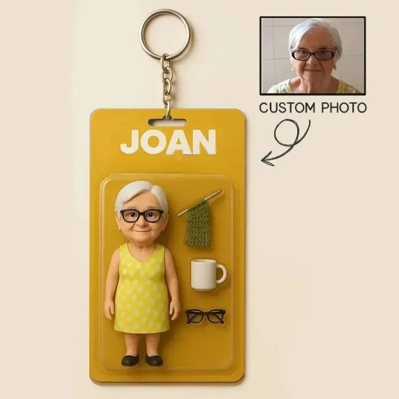 Custom Action Figure Pack Packaging Toy Box Style Art Gift Personalized Acrylic Keychain Gift for Family - 