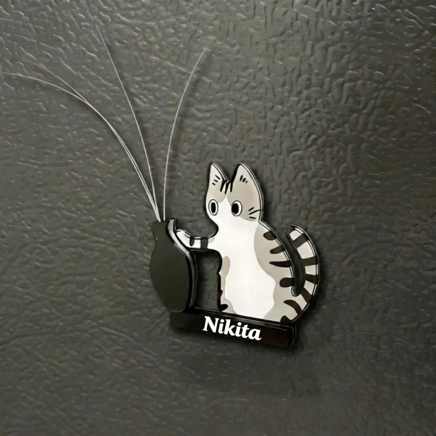 Handmade Cat Whisker Collector – Acrylic Magnetic Fridge Holder | Mini Keepsake, Pet Memorial Keepsake, Gift for Cat Lovers - 