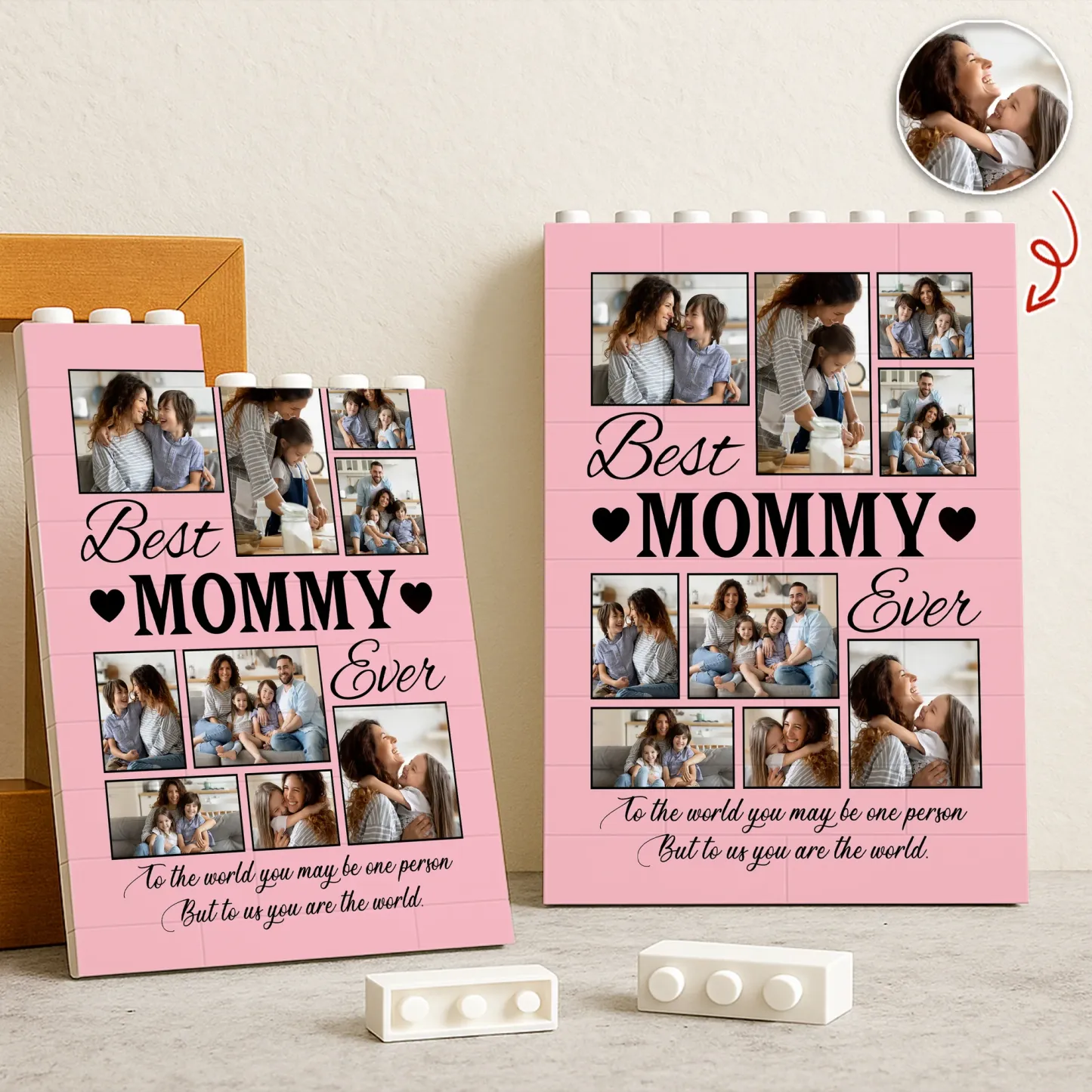 Personalized Best Mommy Ever Photo Brick Puzzle Custom Multi-Photo Collage Building Blocks Mother's Day Keepsake Gift Unique Family Desktop Decor Bricks - 