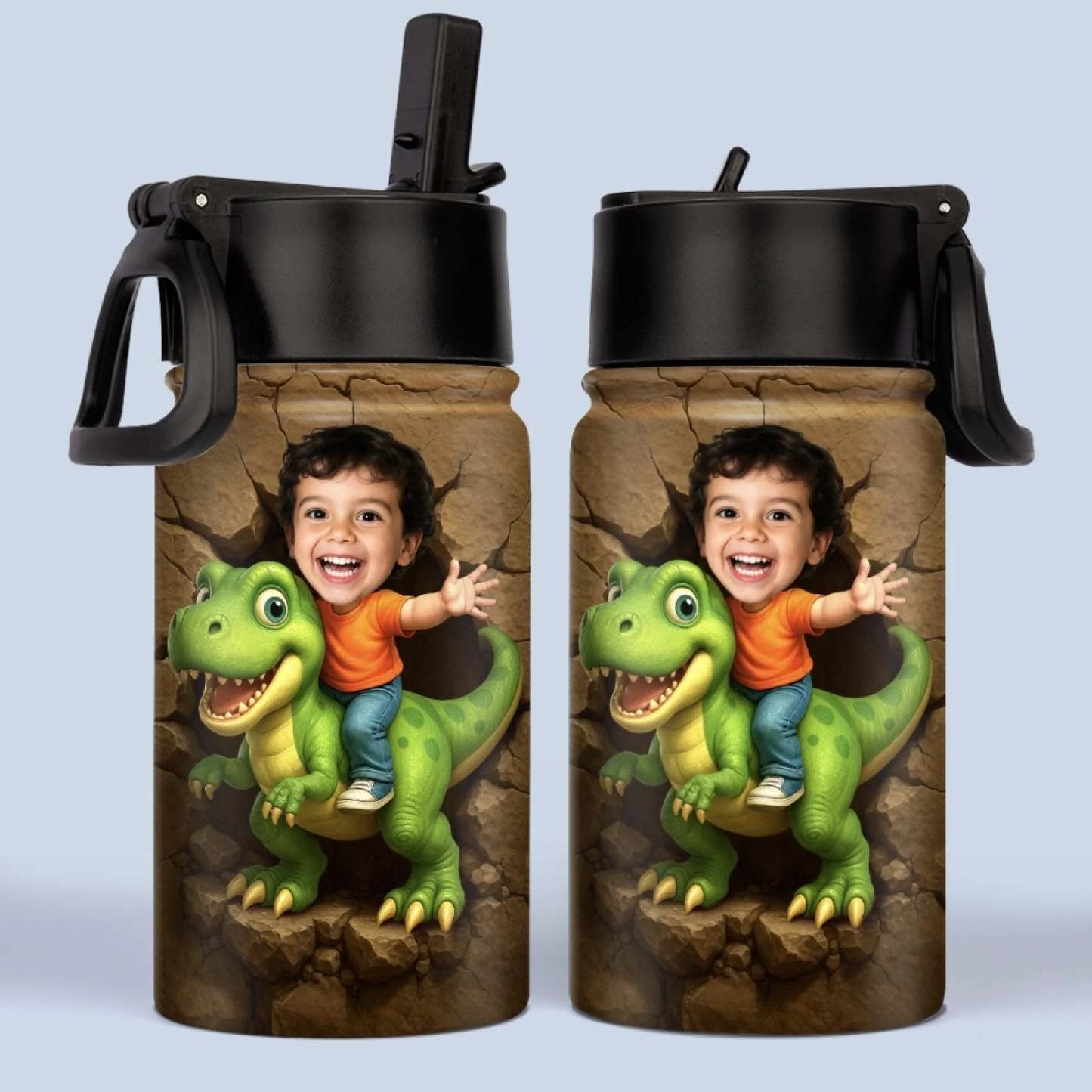 Custom Photo 3D Inflated Effect Printed Adventure Kids Water Bottle Personalized Gifts For Girl -