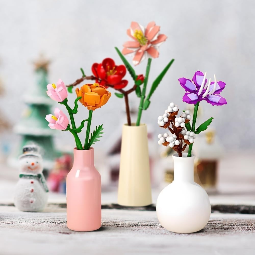 24 Days of Christmas Flower Bouquet Advent Calendar Building Blocks Christmas Countdown Blind Box - 