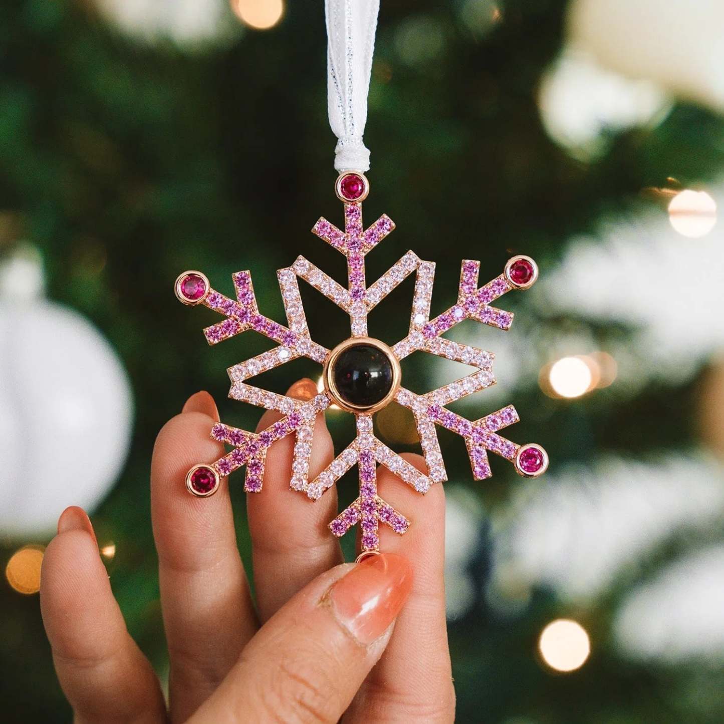 Personalized Projection Ornament Custom Photo Snowflake Christmas Ornament Gifts - minebrickuk
