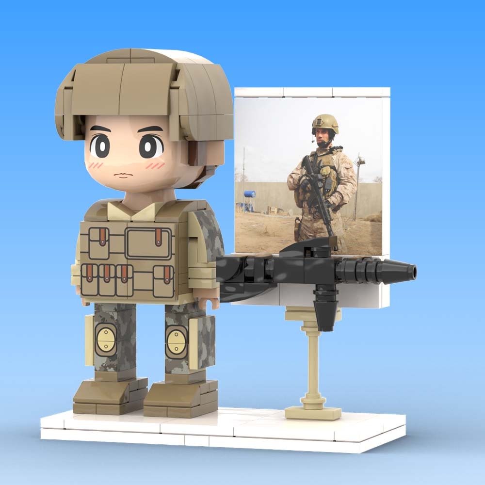 Gift for Soldier Customizable 1 Person Full Body Custom Brick Figures - 