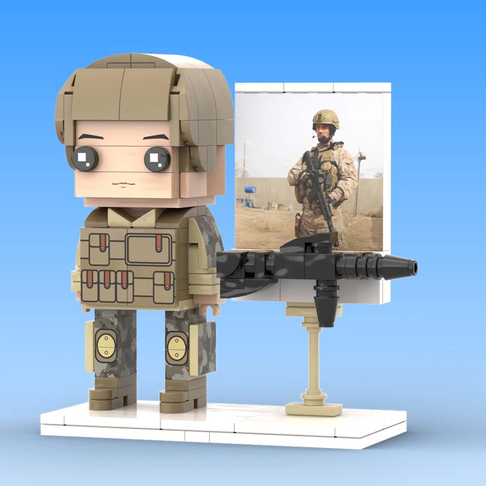 Gift for Soldier Customizable 1 Person Full Body Custom Brick Figures - 
