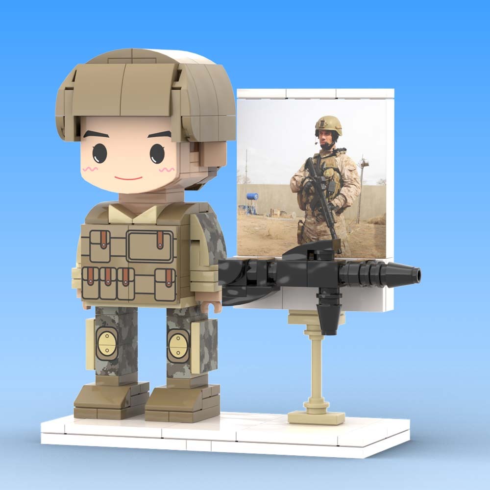 Gift for Soldier Customizable 1 Person Full Body Custom Brick Figures - 