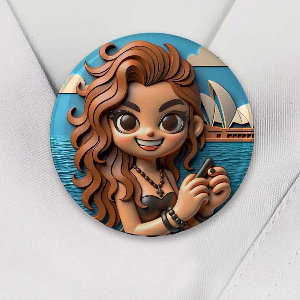 Custom 3D Cartoon Personalized Photo Fridge Magnet Badge - 