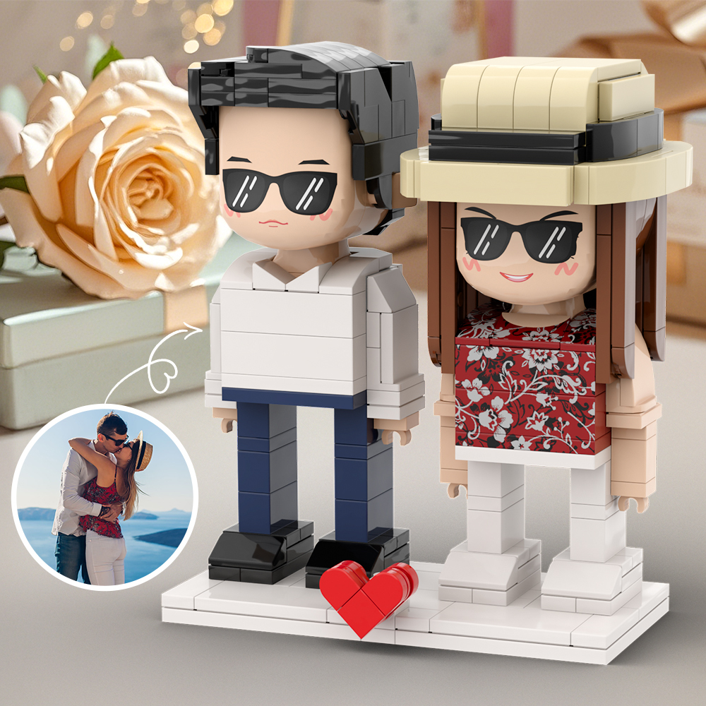 Full Body 2 People Duddu Brick Figures Custom Brick Figure Sweet Kissing Couple Gift - 
