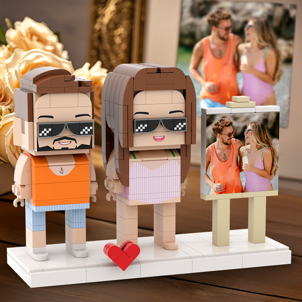 Customizable Fully Body 2 People Custom Swim Suit Brick Figures With Photo - 