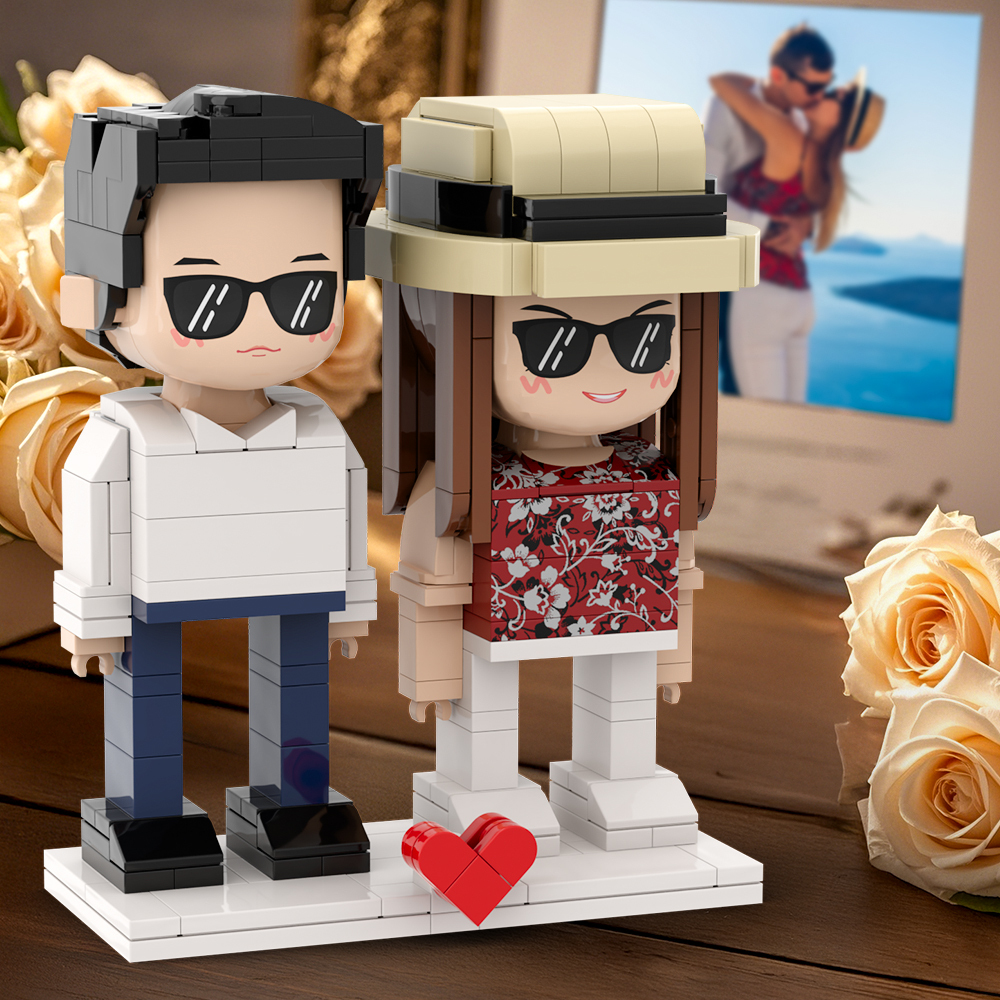 Full Body 2 People Duddu Brick Figures Custom Brick Figure Sweet Kissing Couple Gift - 