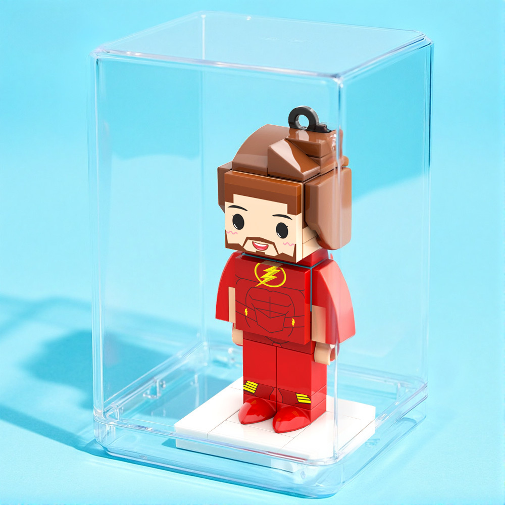 Customized Head Brick Figure Mini Brick Figures Small Particle Block Keychain Bag Charm - 