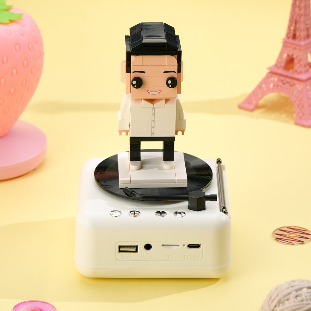 Music Lover Gifts Personalized Brick Figures with Bluetooth Speaker Base