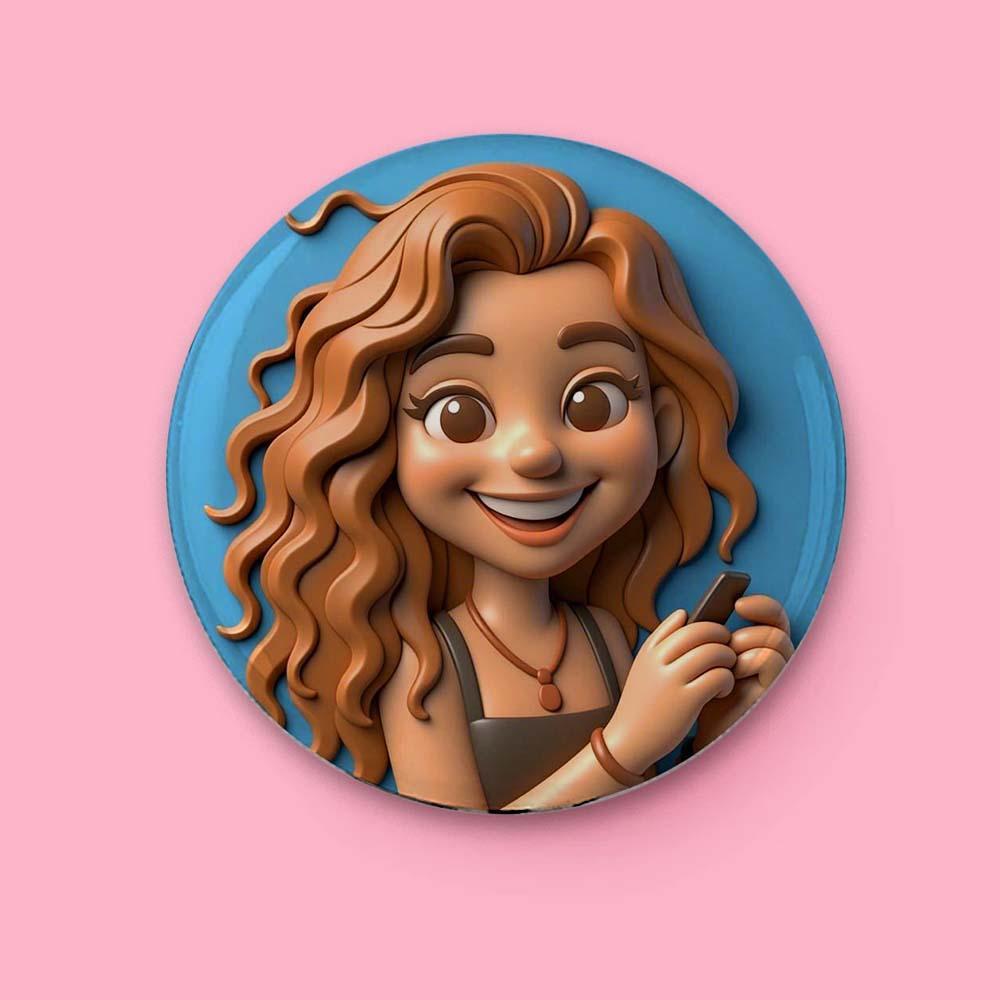 Custom 3D Cartoon Personalized Photo Fridge Magnet Badge - 