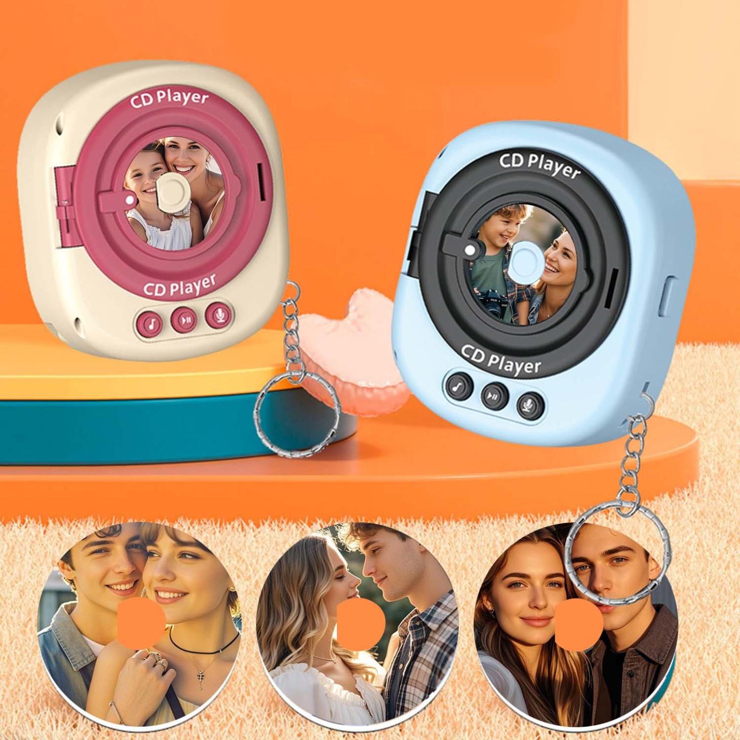 Custom Music CD Record Player Keychain Photo Keychain With Interchangeable Discs - 