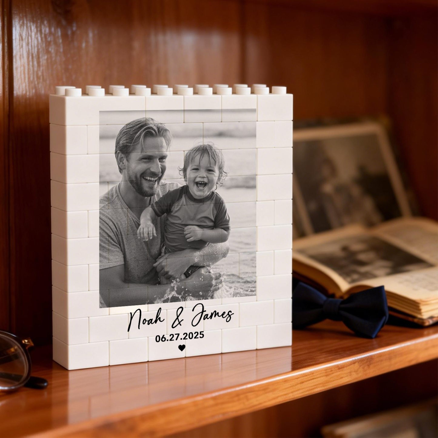 Custom Photo Brick Puzzle Frame – Build Gentle Love, A Meaningful Gift for Dad & Father's Day - 