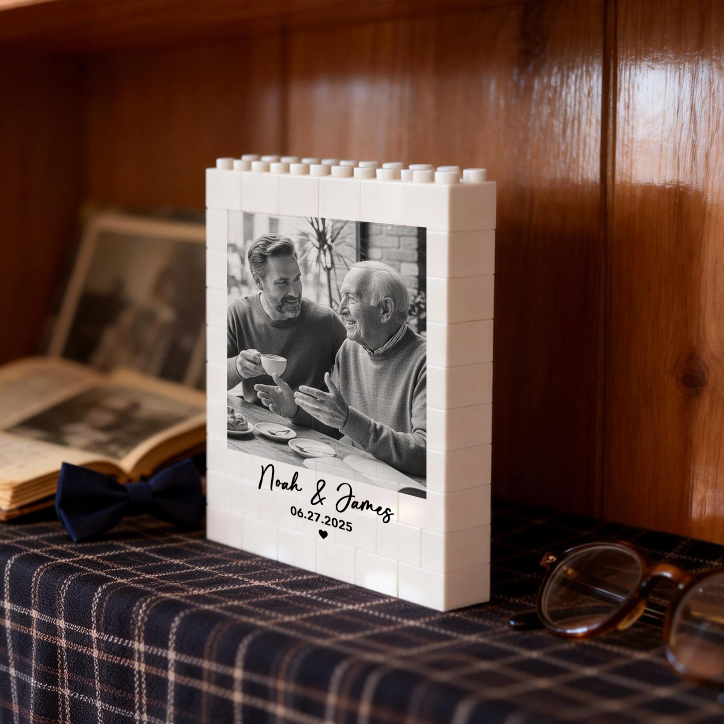 Custom Photo Brick Puzzle Frame – Build Gentle Love, A Meaningful Gift for Dad & Father's Day - 