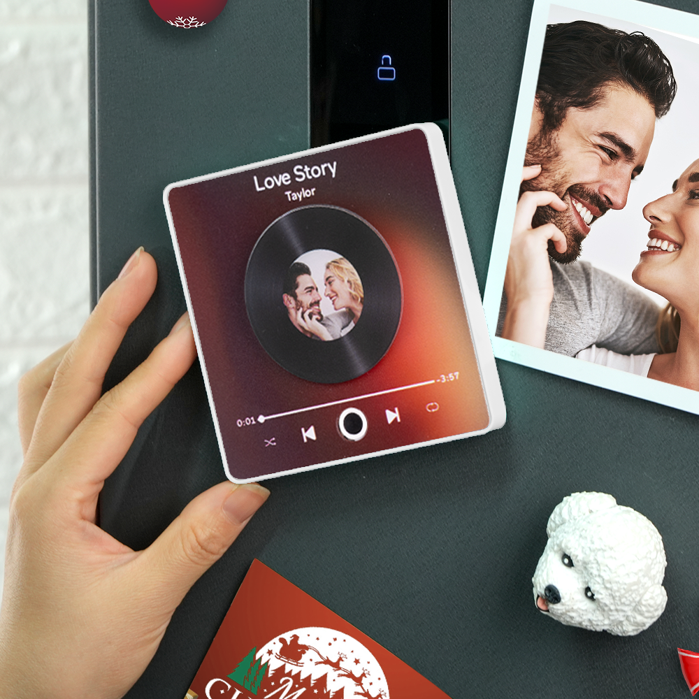 Music Fridge Magnet Personalized Rotatable Photo Album Fridge Magnet Music Wall Photo Sticker Music Movement That Can Be Played Without Cell Phone - 