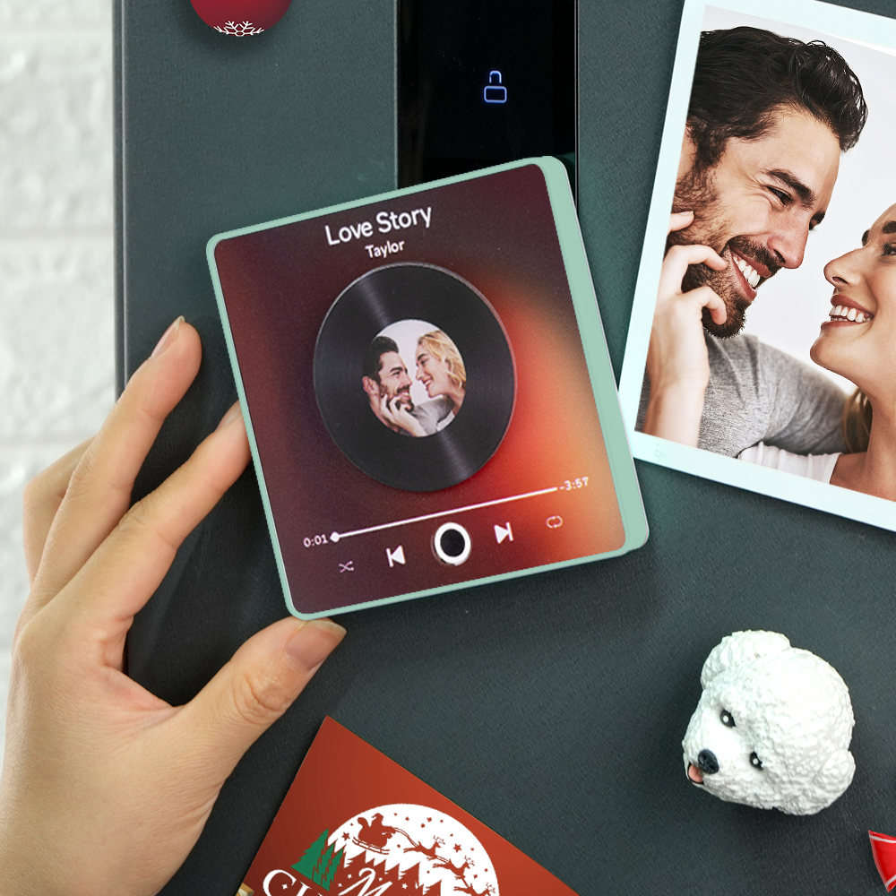 Music Fridge Magnet Personalized Rotatable Photo Album Fridge Magnet Music Wall Photo Sticker Music Movement That Can Be Played Without Cell Phone - 