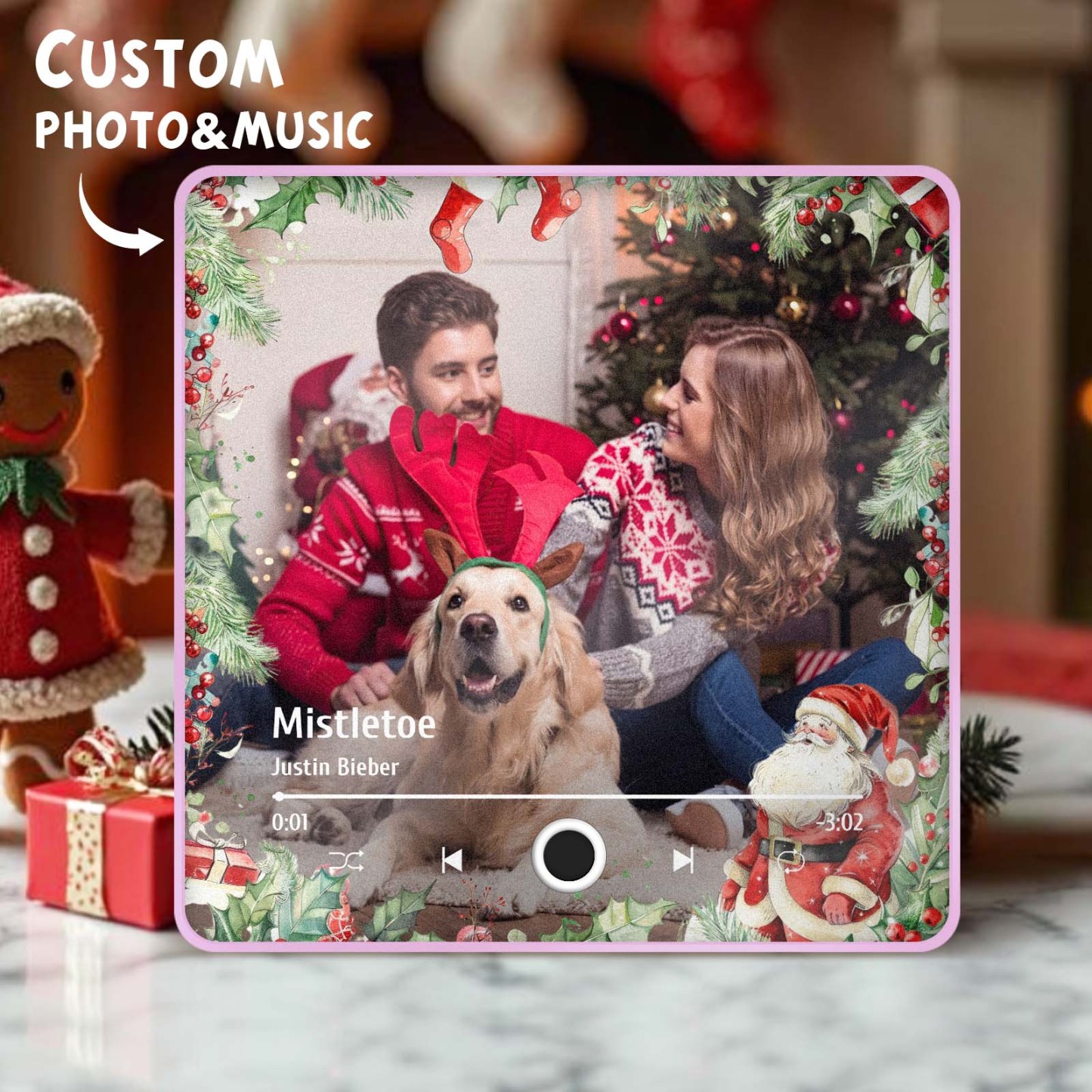 Christmas Music Fridge Magnet Personalized Family Photo Music Magnets Can Play Songs Christmas Gifts - 
