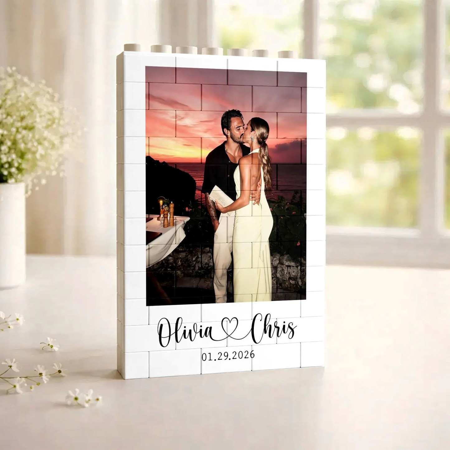 Custom Photo Brick Puzzle Frame – Build Your Love, A Romantic Couple Gift for Valentine’s Day & Anniversaries - 