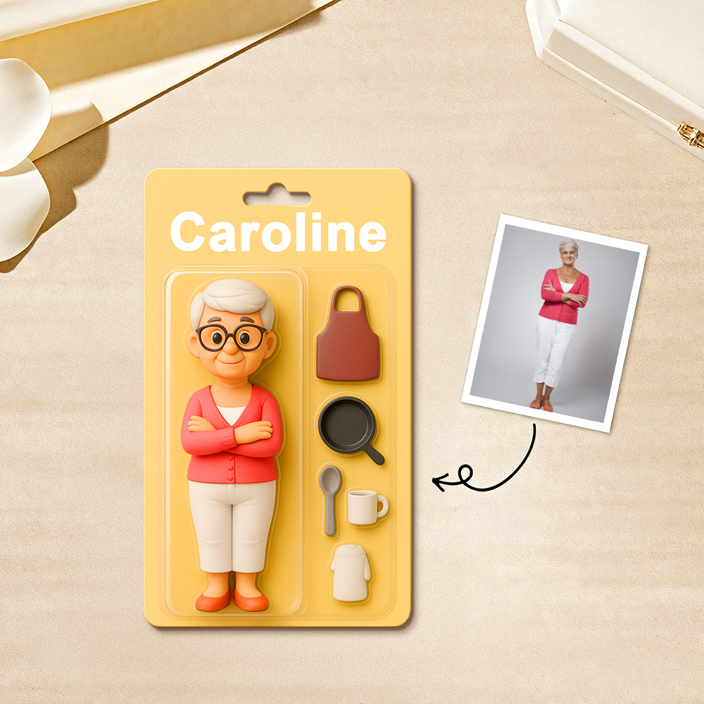 Custom Action Figure Pack Packaging Toy Box Style Art Gift Personalized Acrylic Keychain Gift for Family - 