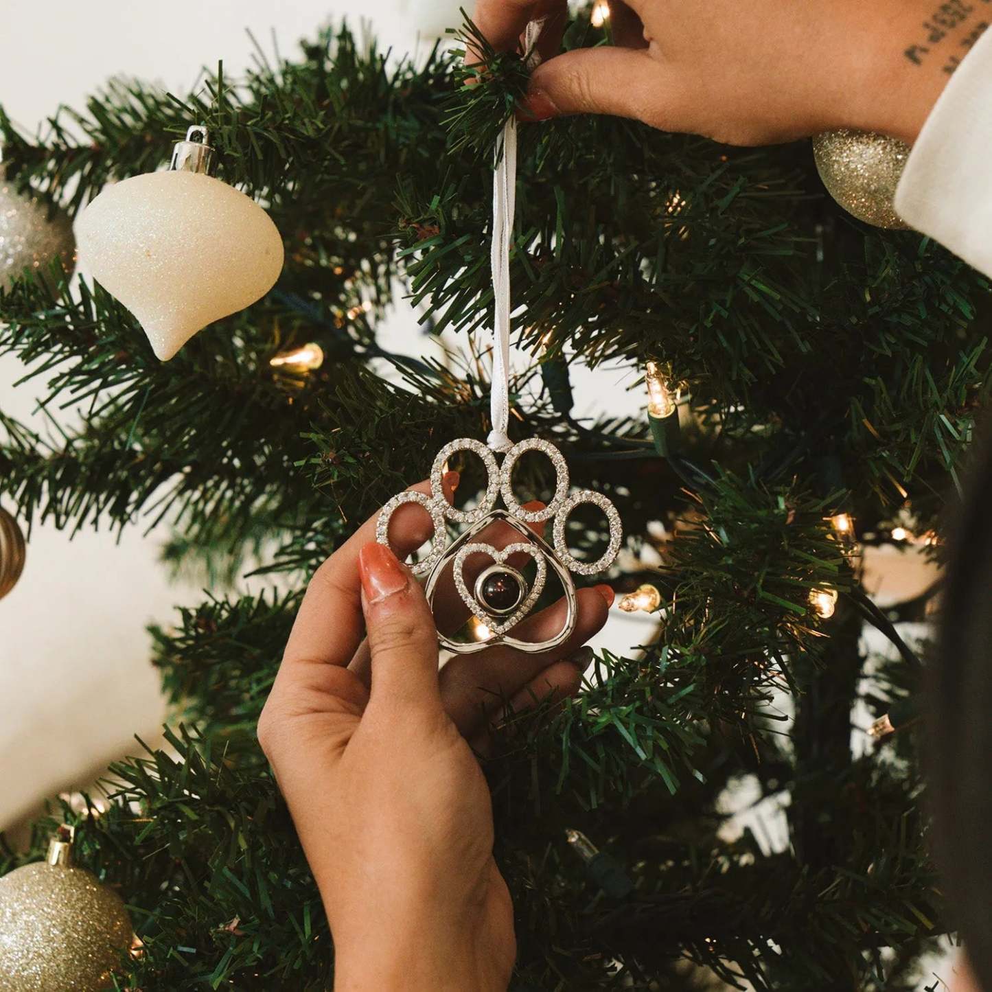 Personalized Projection Ornament Custom Photo Snowflake Christmas Ornament Gifts - minebrickau