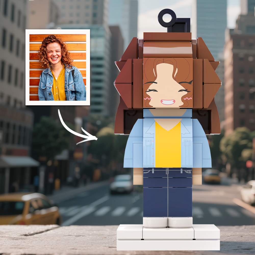 Custom Mini 1 People Brick Figure with Engrave Text Keychain and Bag Charm Gift for Girlfriend
