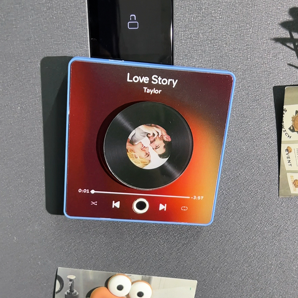 Music Fridge Magnet Personalized Rotatable Photo Album Fridge Magnet Music Wall Photo Sticker Music Movement That Can Be Played Without Cell Phone - 