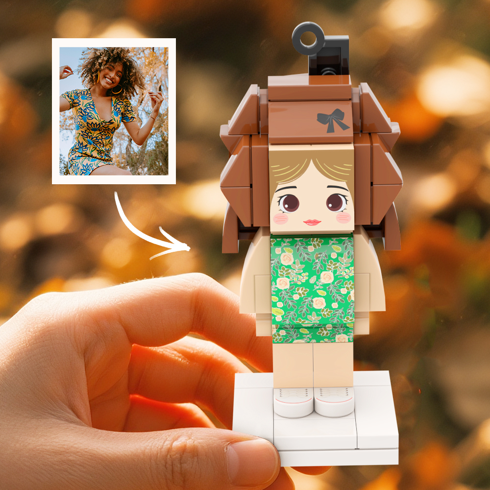 Customizable 1 Person Custom Mini Brick Figures Small Particle Block Keychain Bag Charm - 