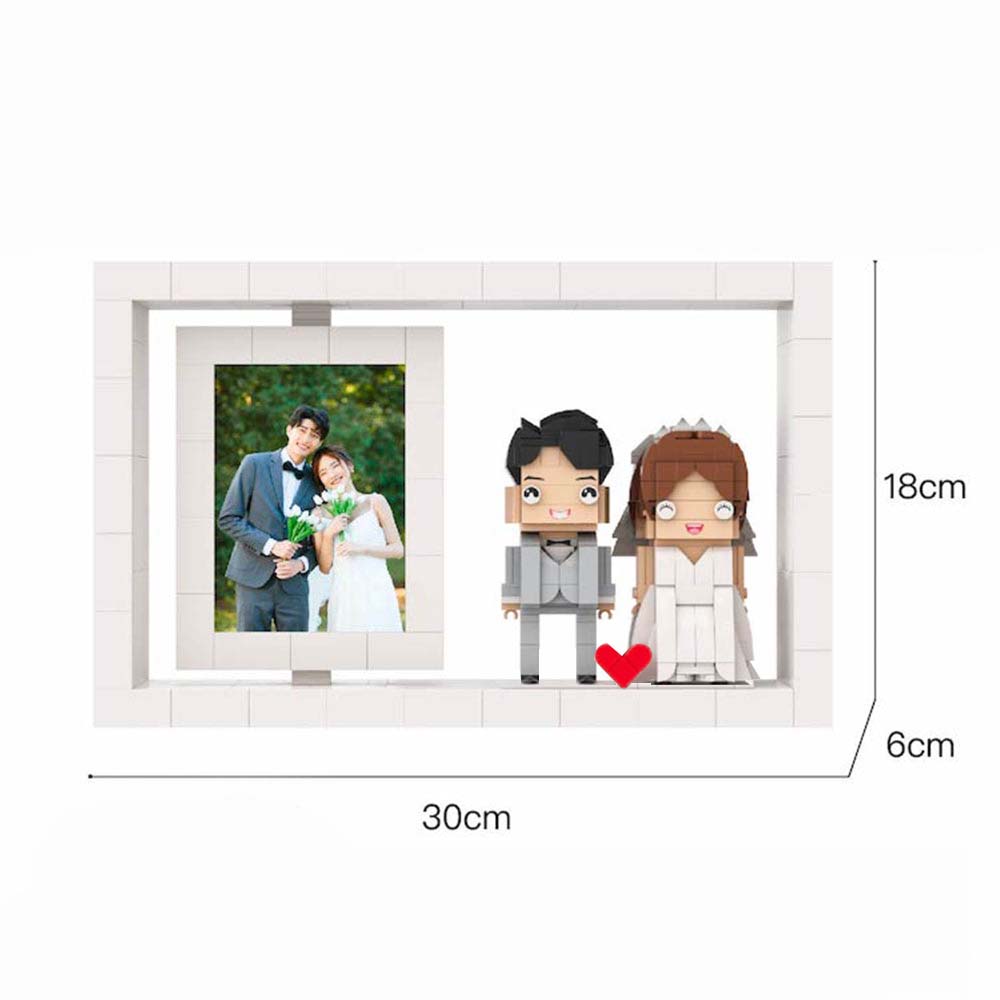 Full Body Customizable 2 People Custom Brick Figures Photo Frame Small Particle Block Home Decor Brick Me Figures