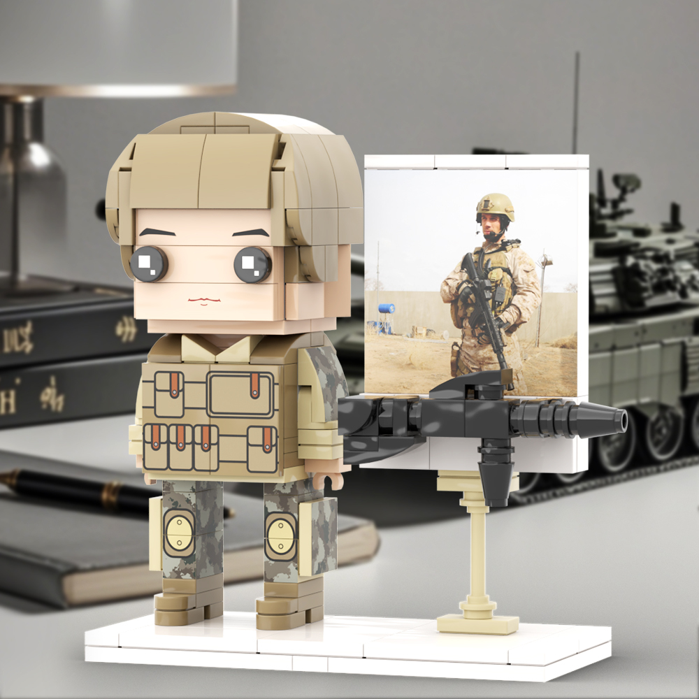 Gift for Soldier Customizable 1 Person Full Body Custom Brick Figures - 
