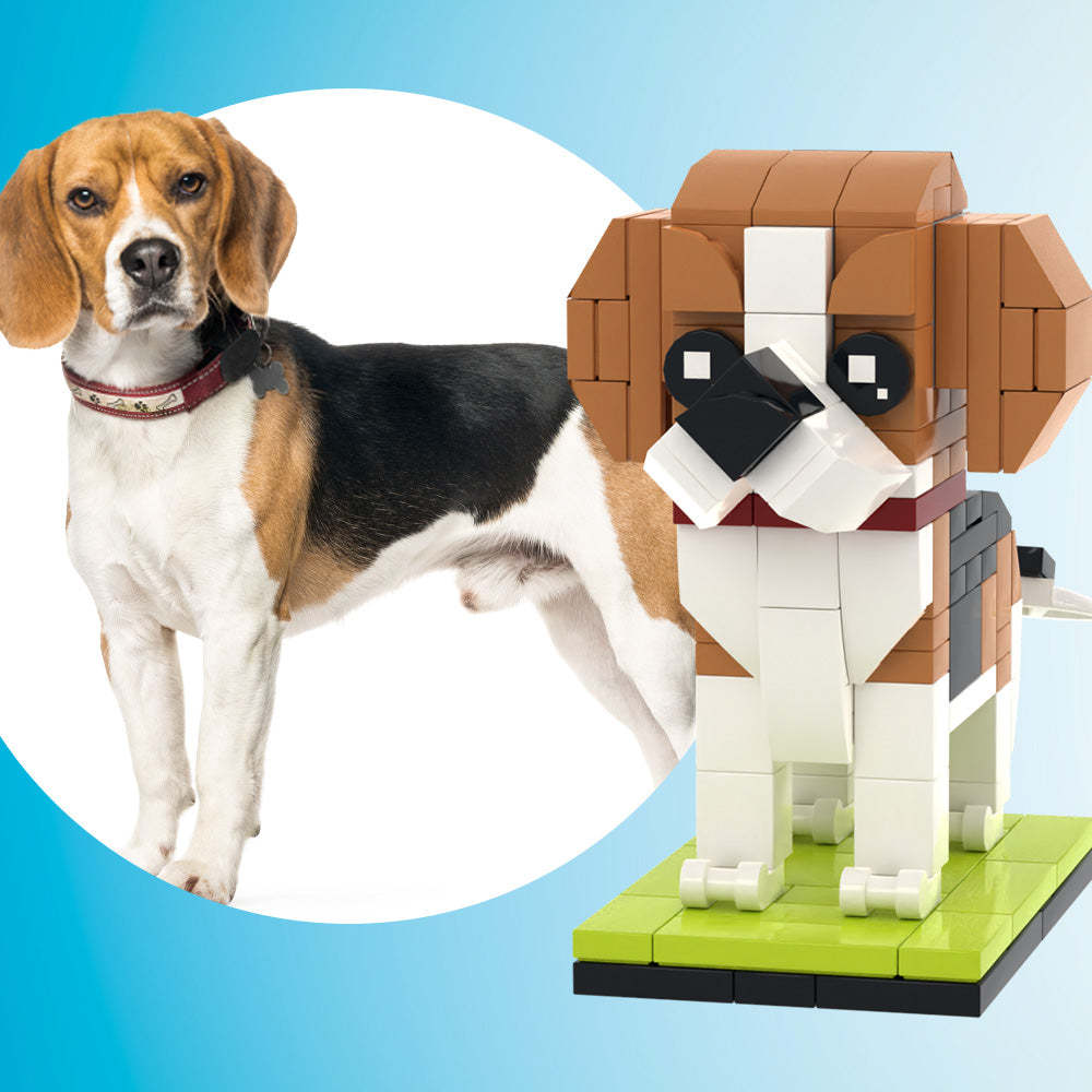 Fully Body Customizable Beagle 1 Dog Photo Custom Brick Figures Small Particle Block Brick Me Figures Customized Beagle Only - MyCustomBrickheadz