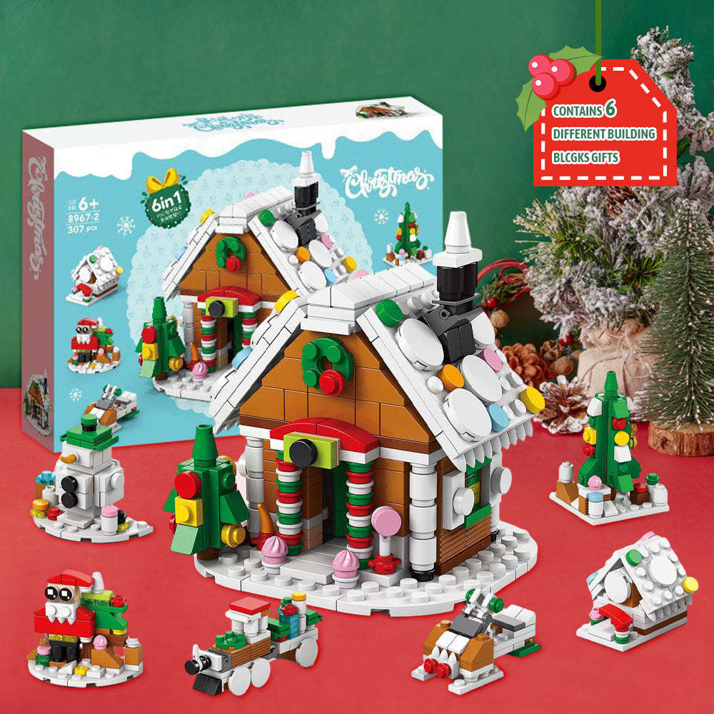 Christmas Cabin Figures Surprise Blind Box 6 in 1 Brick Figures Gift Box - minebrickau
