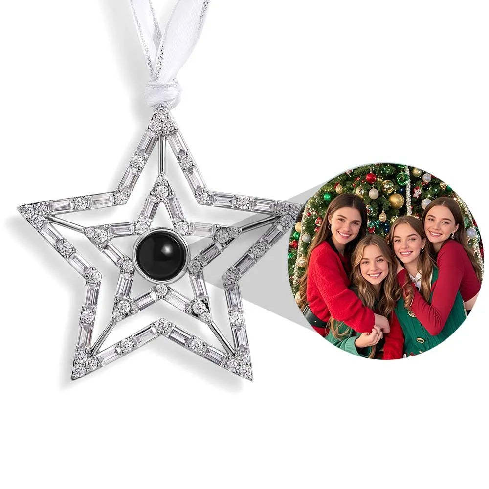Personalized Projection Ornament Custom Photo Snowflake Christmas Ornament Gifts - minebrickau