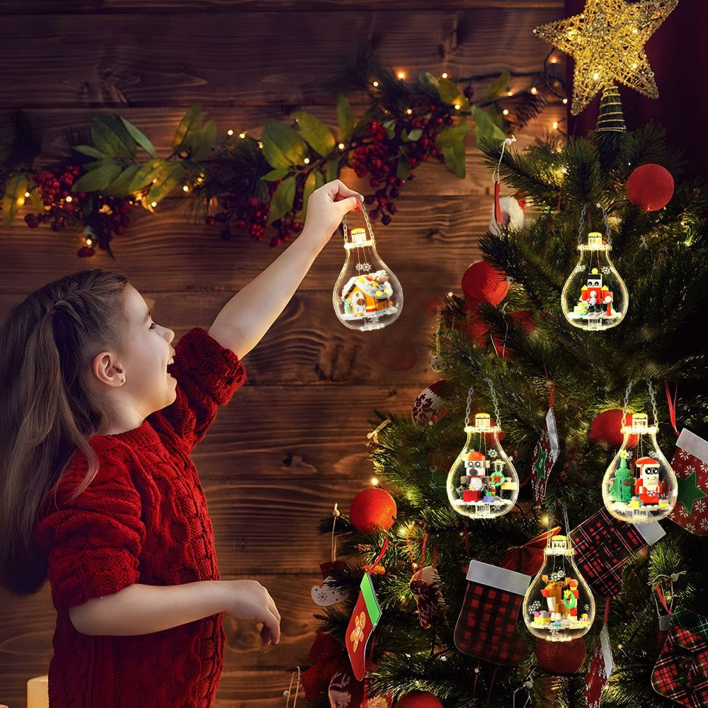 DIY Christmas Building Block Ornaments for Kids & Families X-MAS Gift for Family ( Contains 5 Christmas Tree Ornaments )